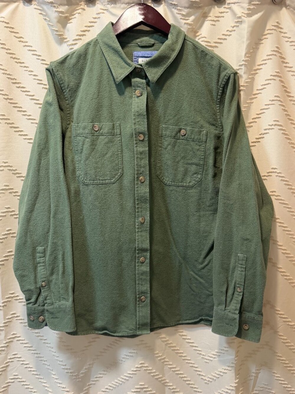 L.L.Bean Shacket XL Olive Green 100% Cotton Utility Overshirt Fall